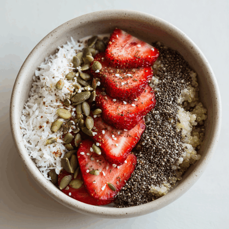 Quinoa Breakfast Bowl with Strawberries & Chia