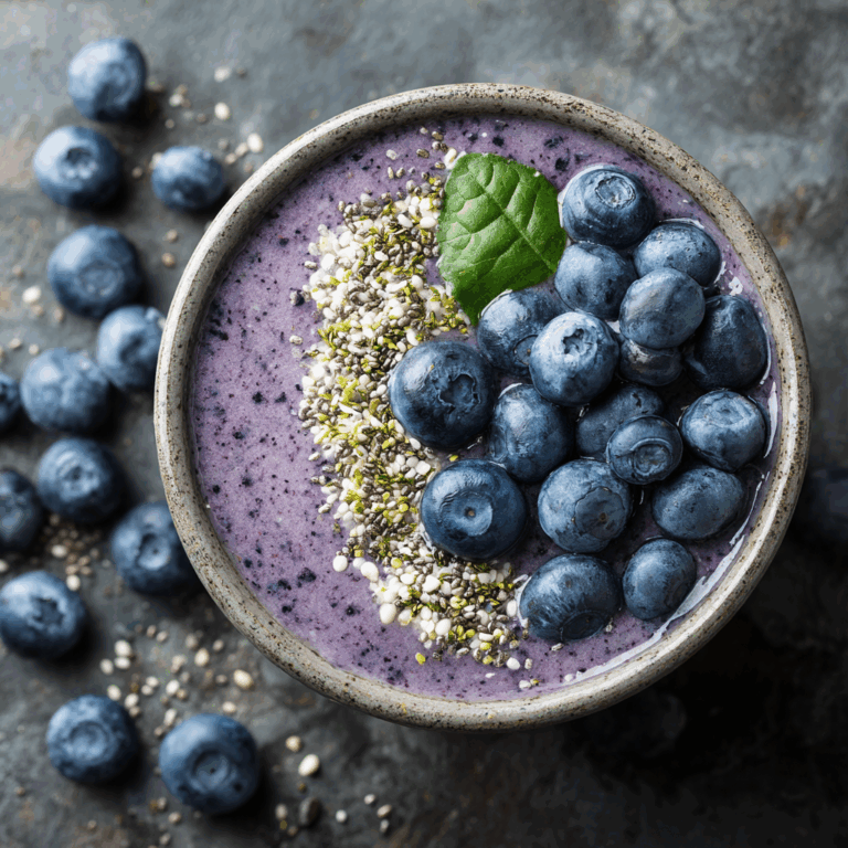 Blueberry Spinach Smoothie with Hemp Seeds