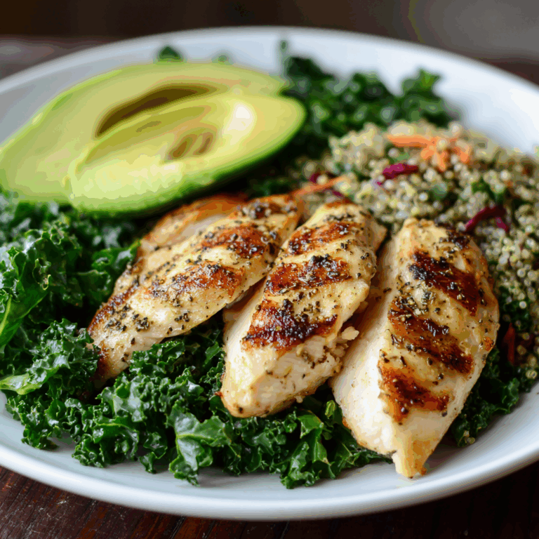 Grilled Chicken with Kale & Avocado Salad
