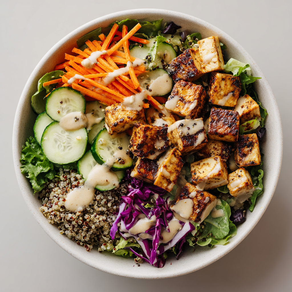 Grilled Tofu & Quinoa Salad with Sesame Dressing - Hormone Balancing