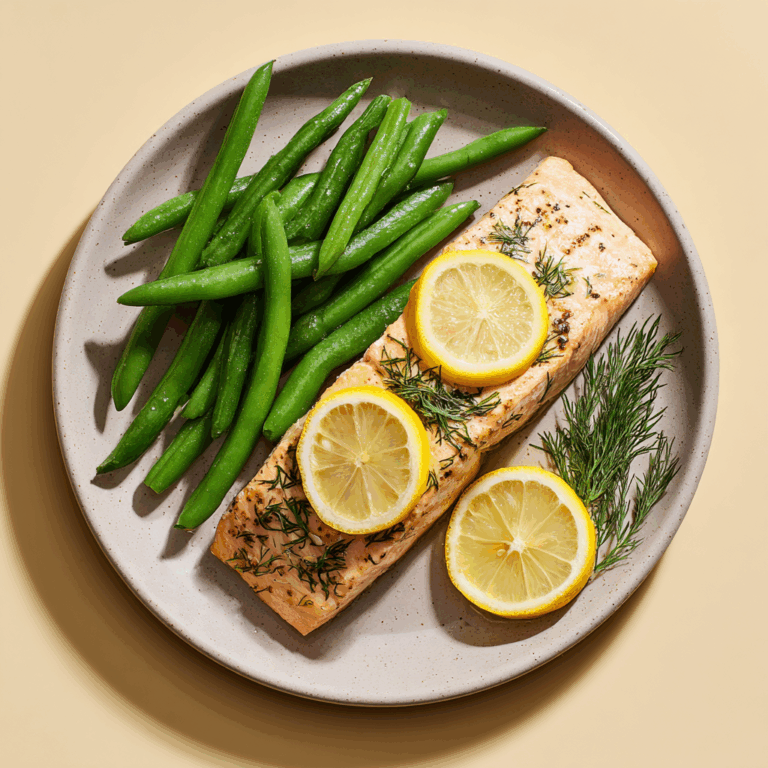 Lemon & Dill Baked Salmon with Green Bean - Low FODMAP