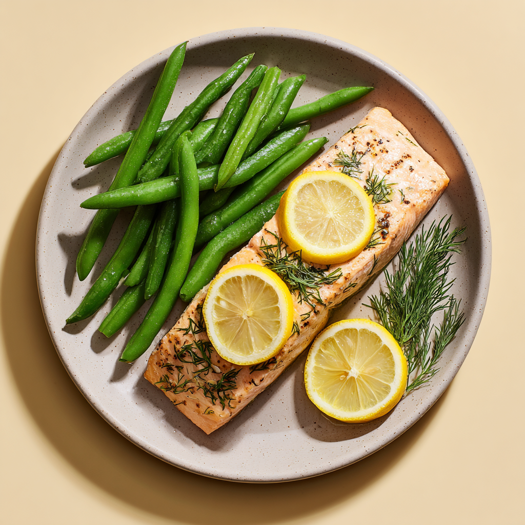 Lemon & Dill Baked Salmon with Green Bean - Low FODMAP
